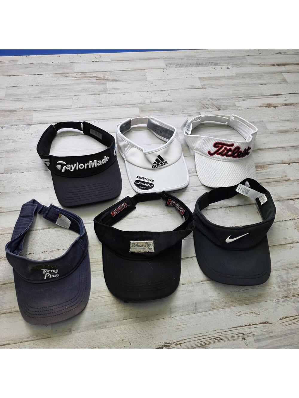 Lot of 6 Golf Visor Hats Taylormade Nike Titleist Torrey Pines
